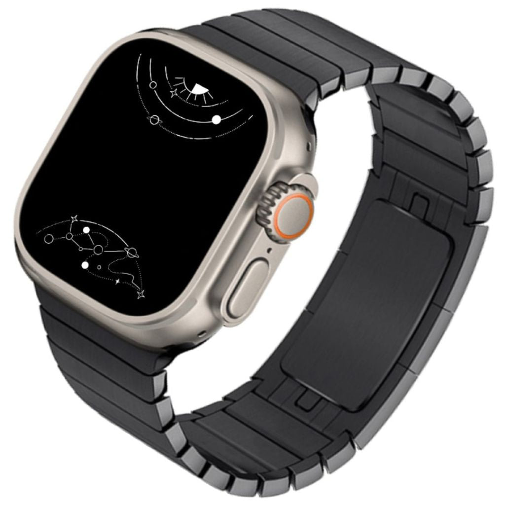 Alia Stainless Steel Link Band for Apple Watch Series 1 9 Ultra Ultra 2 SE SE2 Superior Strap Black 42MM 44MM 45MM 49MM