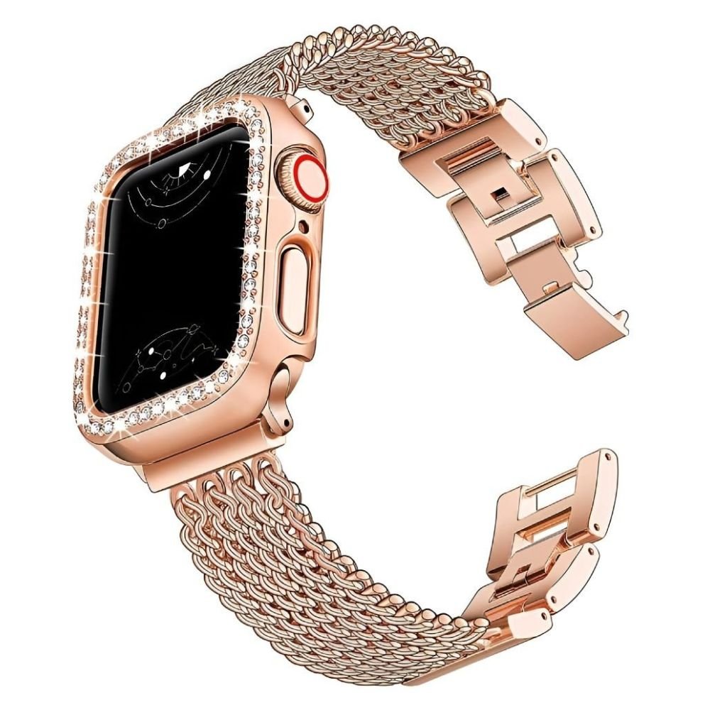 Aliqui Designer Stainless Steel Band Case For Apple Watch Series  1,2,3,4,5,6,7,8,9 SE, SE2, SE3