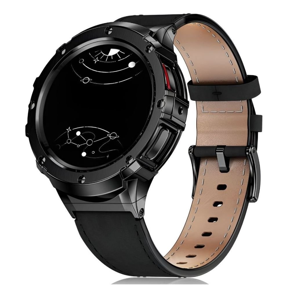 Amara Leather Band With Stainless Steel Bumper Case For Galaxy Pro