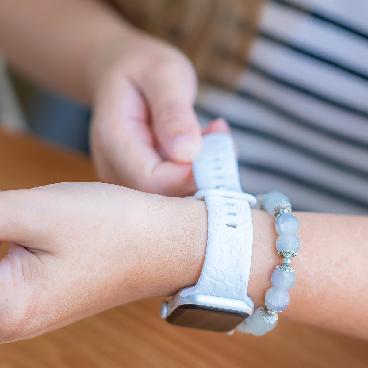 Levo Floral Engraved Silicone Band - Astra Straps