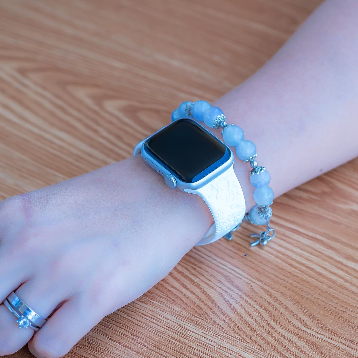 Levo Floral Engraved Silicone Band - Astra Straps