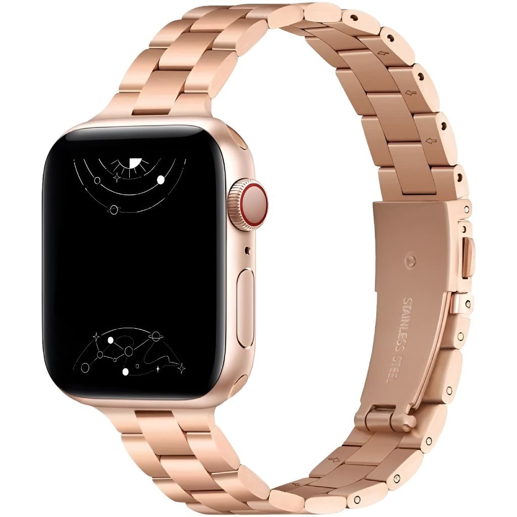 Zoe Beautiful Thin Metal Apple Watch Band Amazing Stainless Steel Strap Suitable for All iWatches Rose Gold 44mm