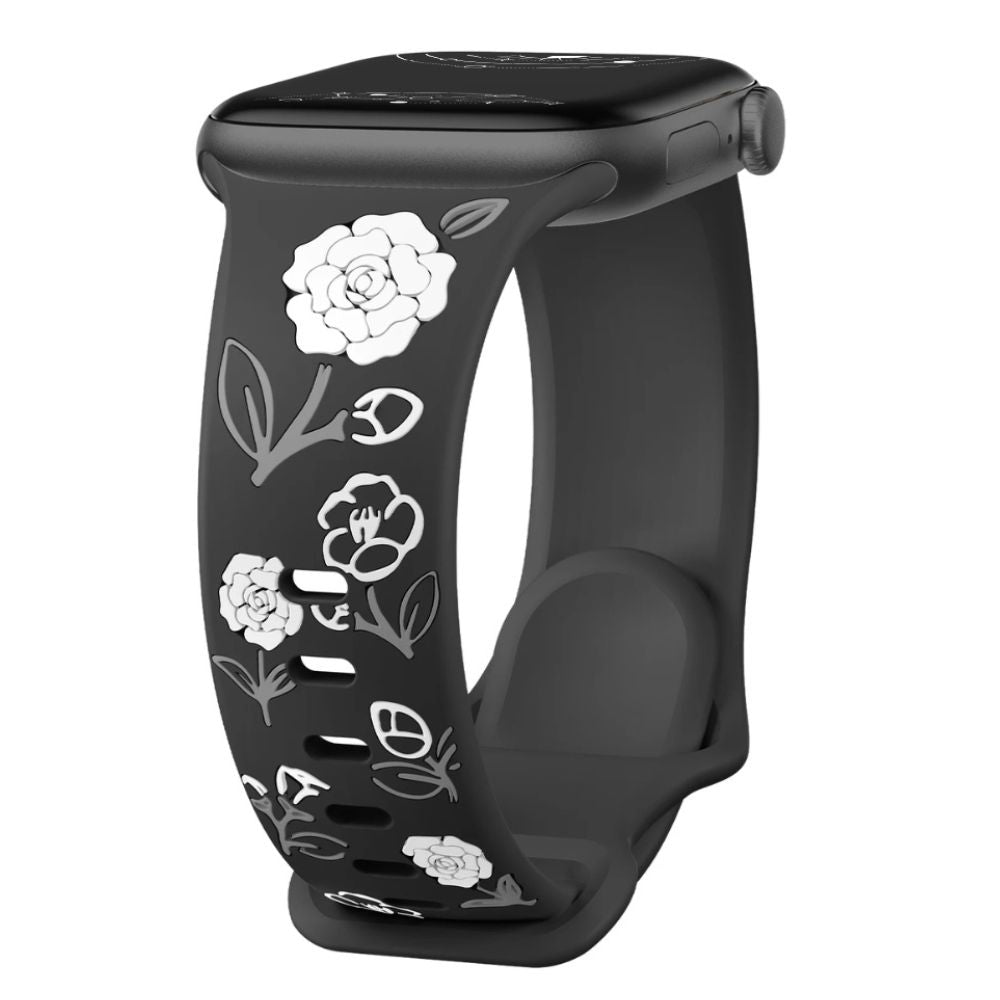 Lenio Engraved Flower Silicone Band - Astra Straps