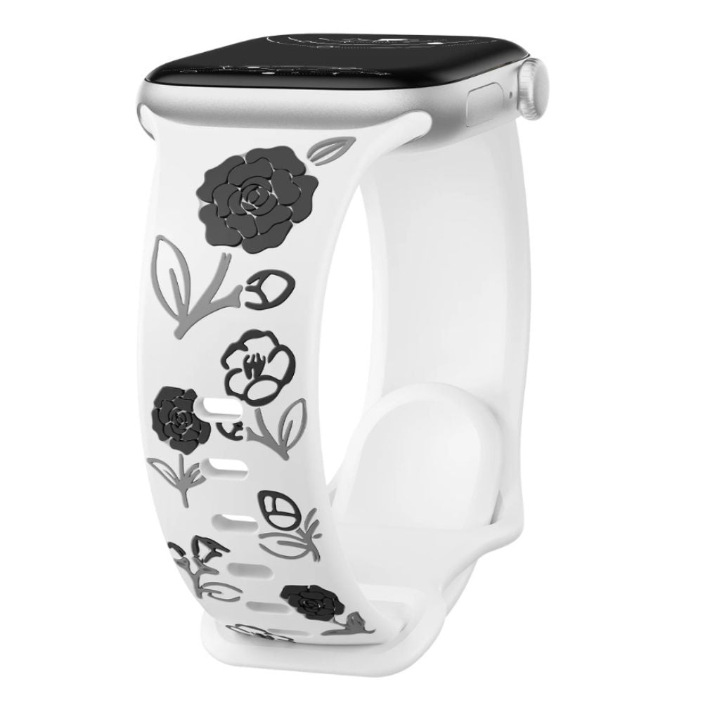 Lenio Engraved Flower Silicone Band - Astra Straps