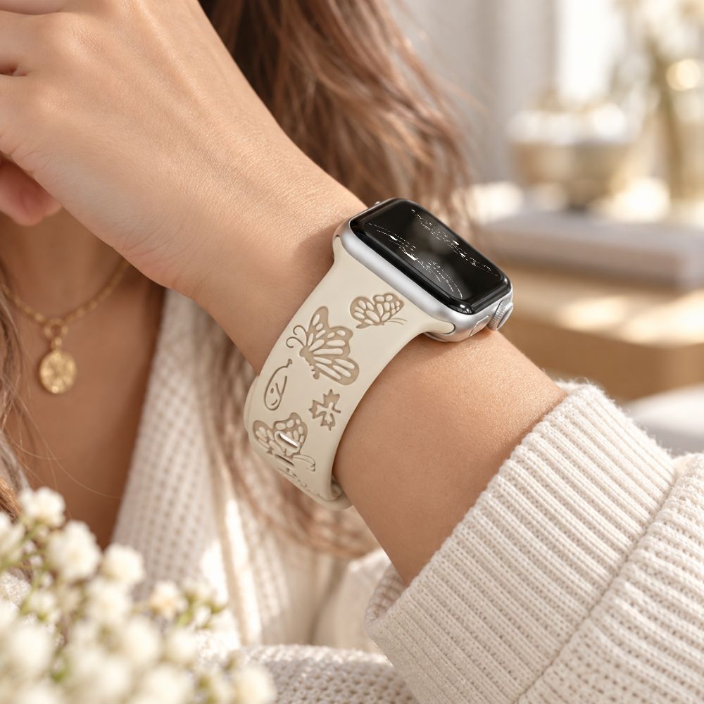 Lepida Engraved Butterfly Silicone Band - Astra Straps