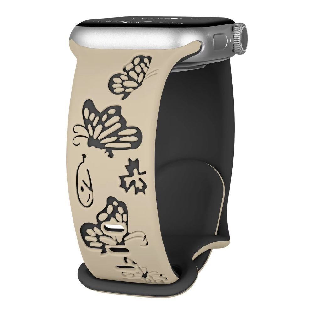 Lepida Engraved Butterfly Silicone Band - Astra Straps