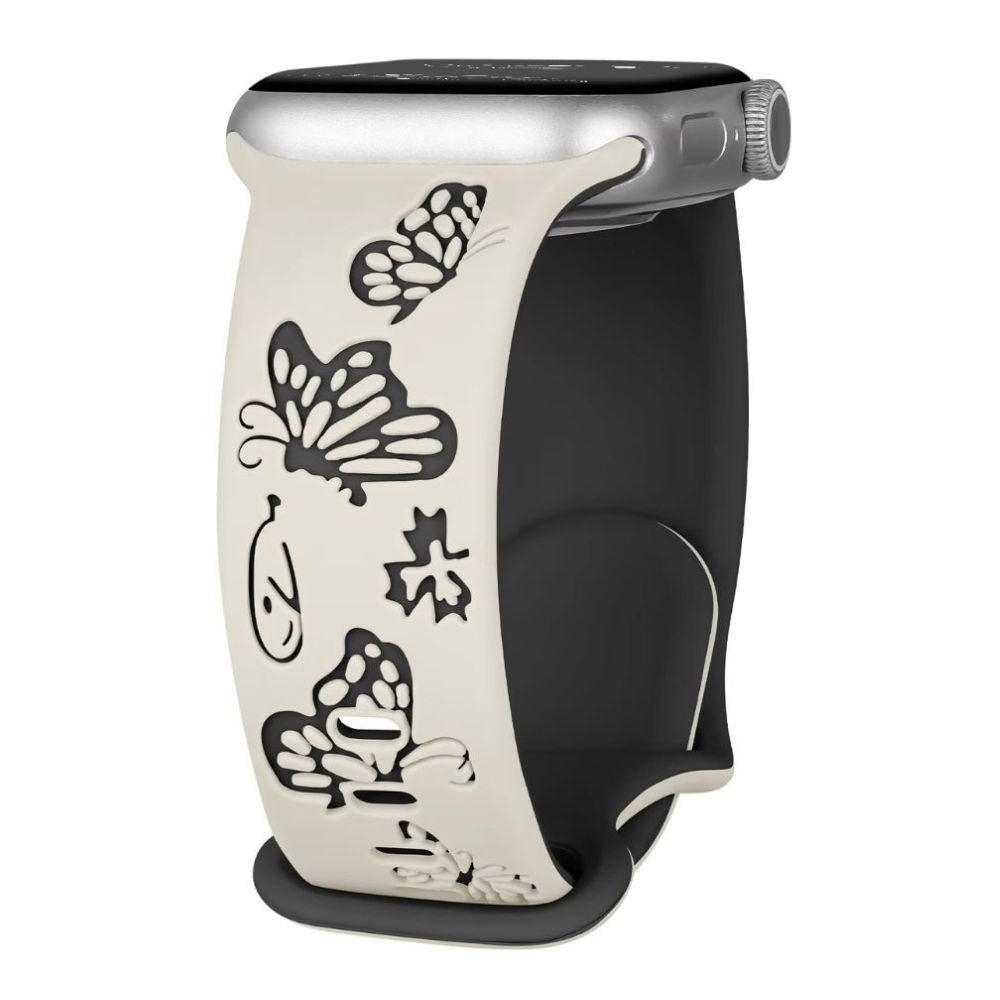 Lepida Engraved Butterfly Silicone Band - Astra Straps