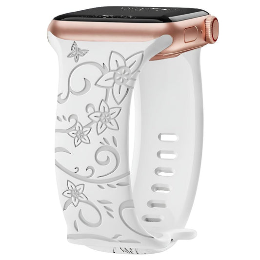 Levo Floral Engraved Silicone Band - Astra Straps