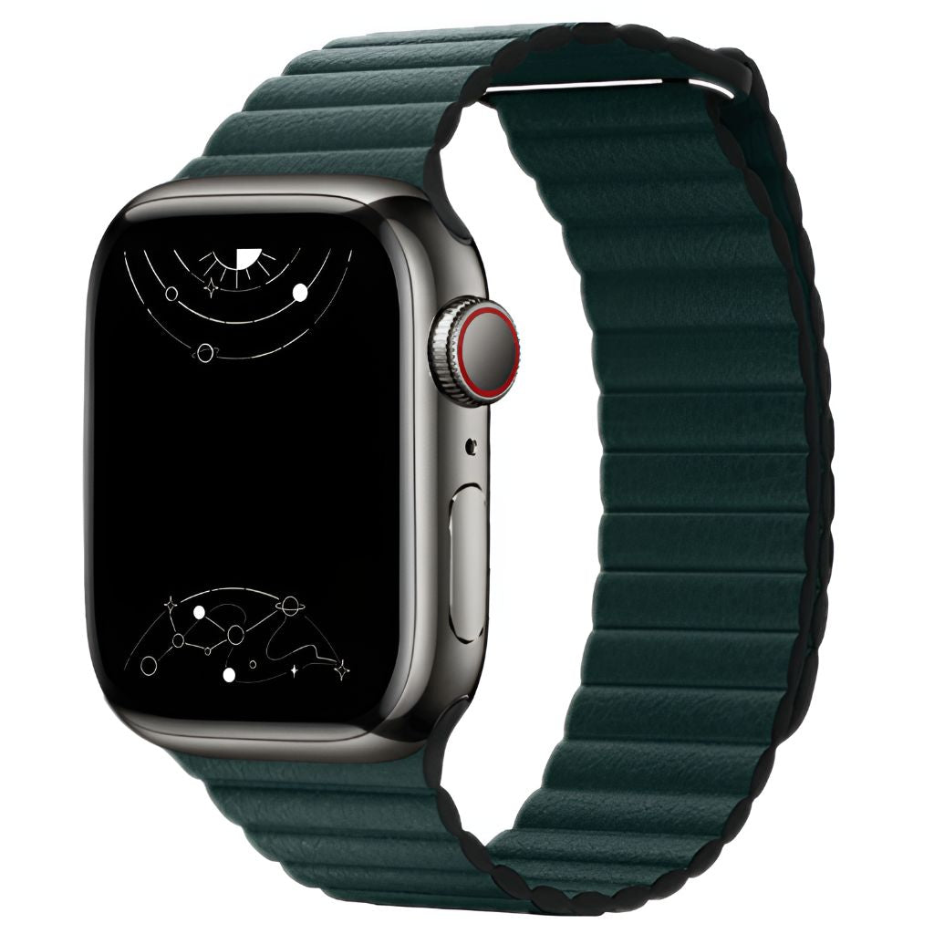 Astra Straps Marley Magnetic Genuine Leather Apple Watch Band for Series 1 9 Ultra Ultra 2 SE SE2 Luxury Straps Marley Forest Green 41mm