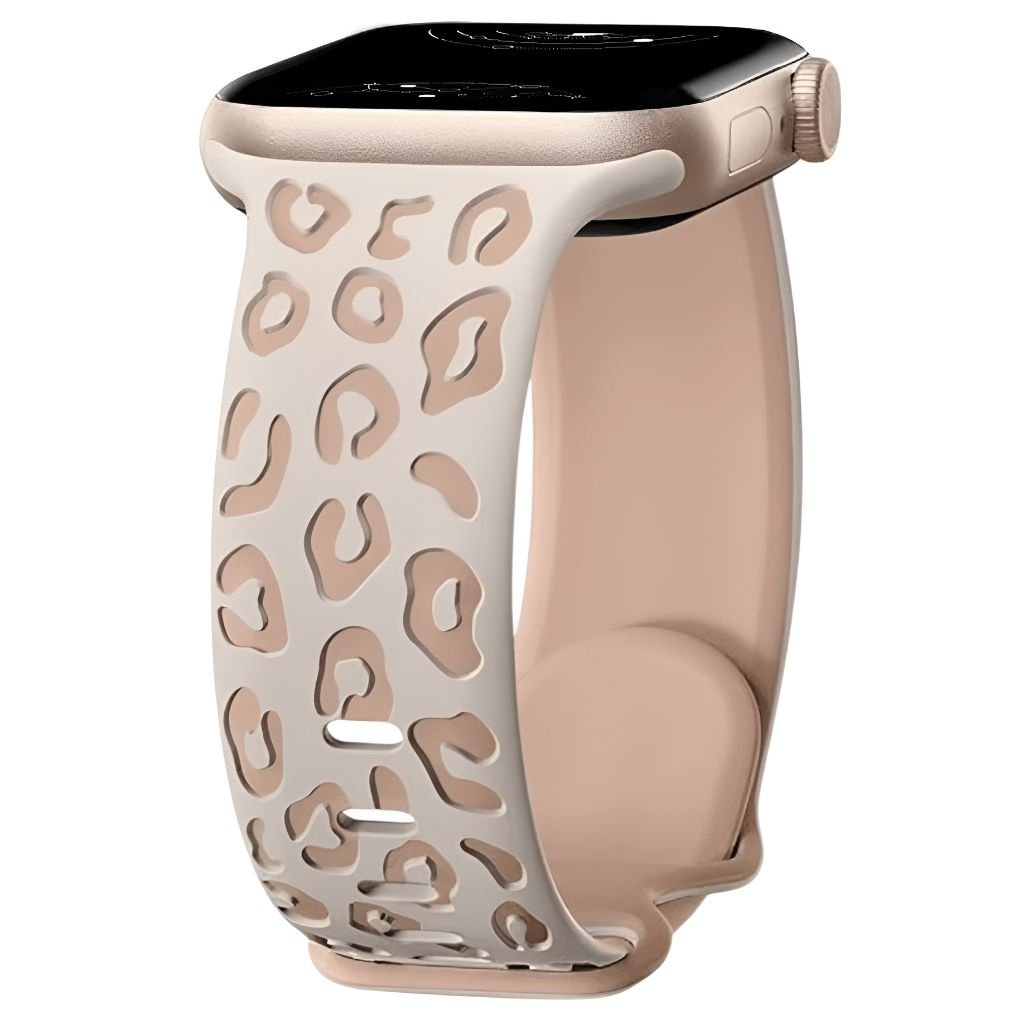 Obvius Silicone Band With Engraved Leopard Pattern - Astra Straps