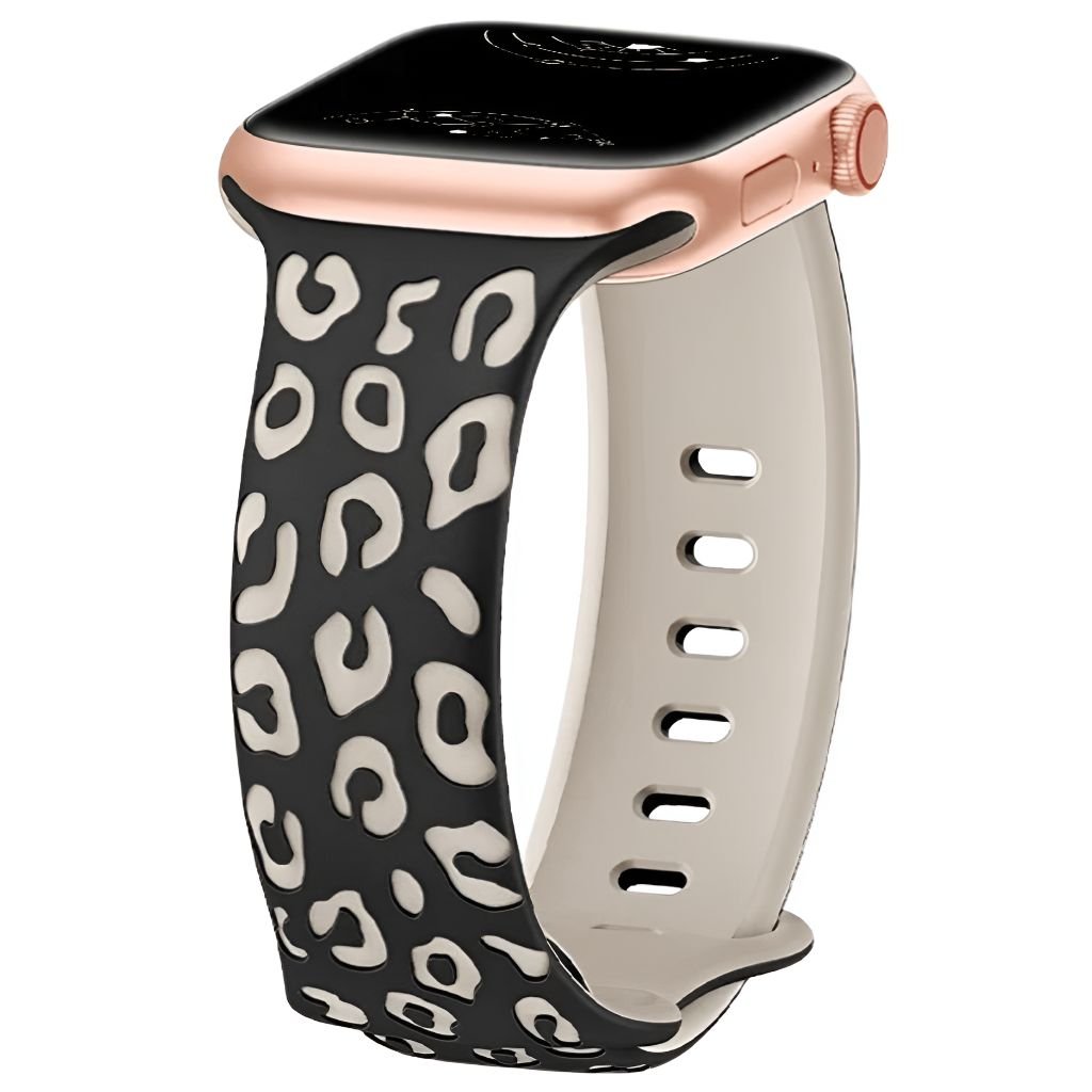 Obvius Silicone Band With Engraved Leopard Pattern - Astra Straps