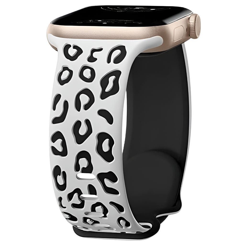 Obvius Silicone Band With Engraved Leopard Pattern - Astra Straps