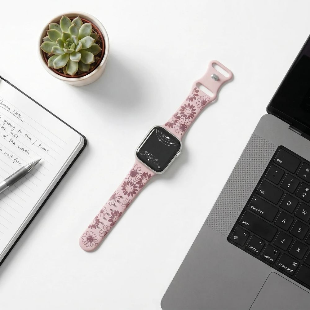 Virga Flower Engraved Silicone Band - Astra Straps