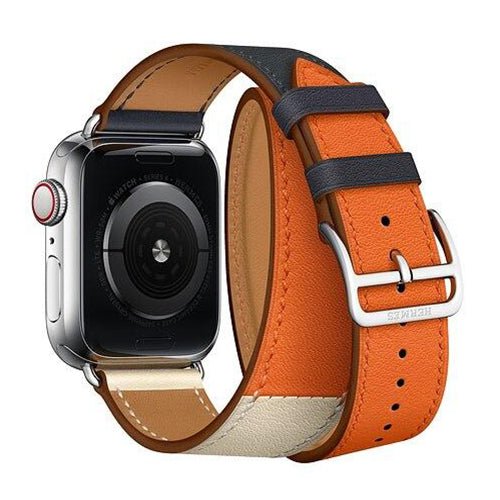 Hip Hop Rock Rivet Design Double Tour Leather Strap For Apple