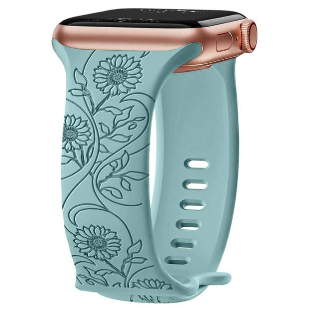 Levo Floral Engraved Silicone Loop Band - Astra Straps