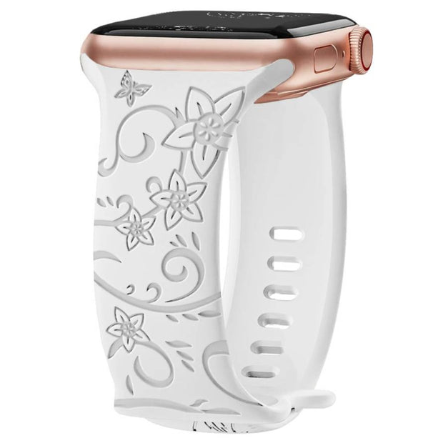 Levo Floral Engraved Silicone Loop Band - Astra Straps