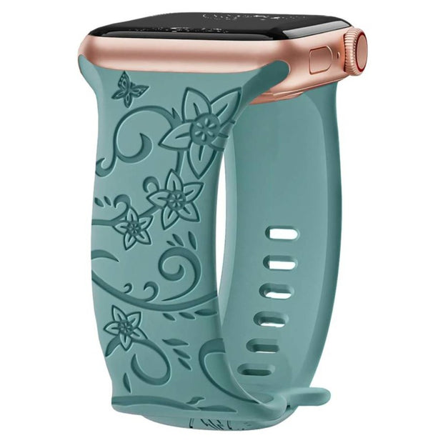 Levo Floral Engraved Silicone Loop Band - Astra Straps