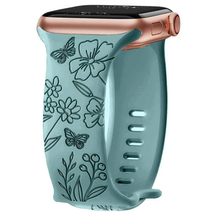 Levo Floral Engraved Silicone Loop Band - Astra Straps