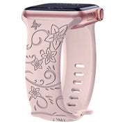 Levo Floral Engraved Silicone Loop Band - Astra Straps