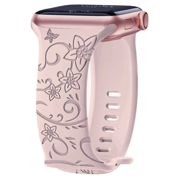 Levo Floral Engraved Silicone Loop Band - Astra Straps