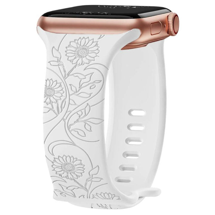 Levo Floral Engraved Silicone Loop Band - Astra Straps