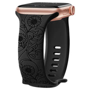 Levo Floral Engraved Silicone Loop Band - Astra Straps