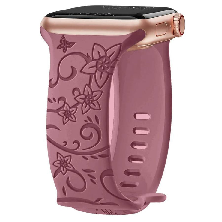 Levo Floral Engraved Silicone Loop Band - Astra Straps