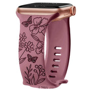 Levo Floral Engraved Silicone Loop Band - Astra Straps