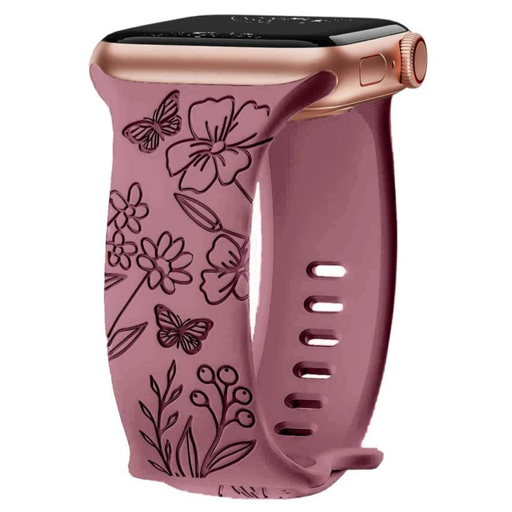 Levo Floral Engraved Silicone Loop Band - Astra Straps