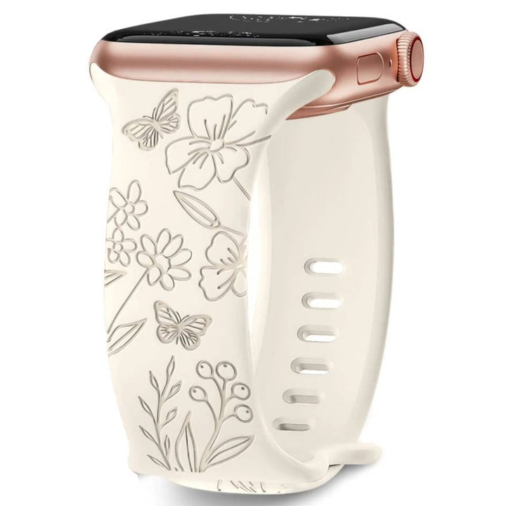 Levo Floral Engraved Silicone Loop Band - Astra Straps