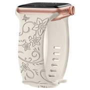 Levo Floral Engraved Silicone Loop Band - Astra Straps