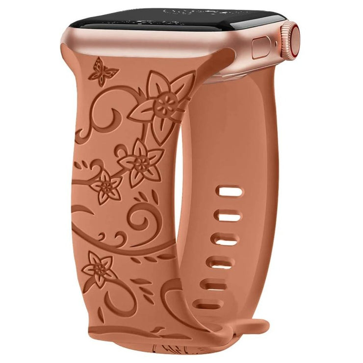 Levo Floral Engraved Silicone Loop Band - Astra Straps