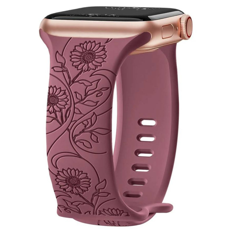 Levo Floral Engraved Silicone Loop Band - Astra Straps