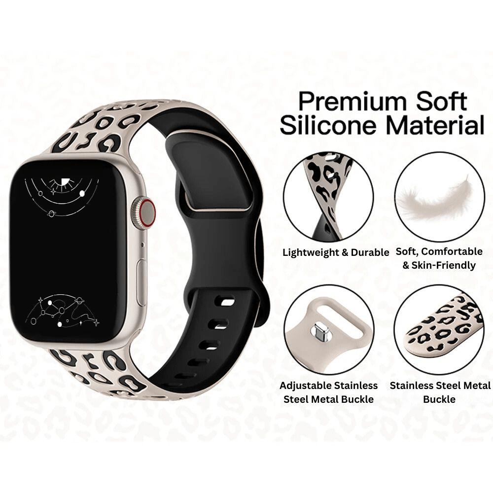Obvius Silicone Band With Engraved Leopard Pattern - Astra Straps